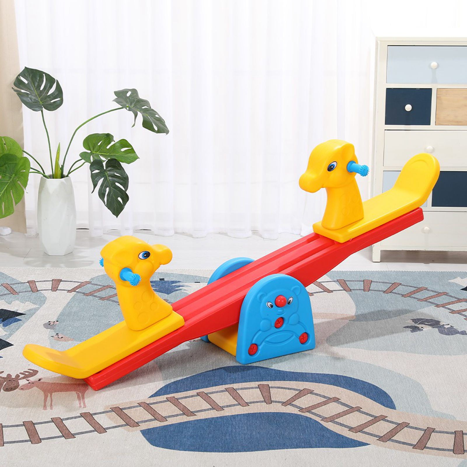 Kids Gift Teeter Totter Backyard or Playroom Equipment with Easy-Grip Handles Durable Indoor or Outdoor Play Develop Children Sense of Balance and Coordination Seesaw for Kids