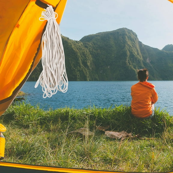 MLINS Hand Woven Cotton Rope With Self Absorbing Core 25 M For Flagpoles Tent Support Camping And Outdoor Adventures Durable And Comfortable White