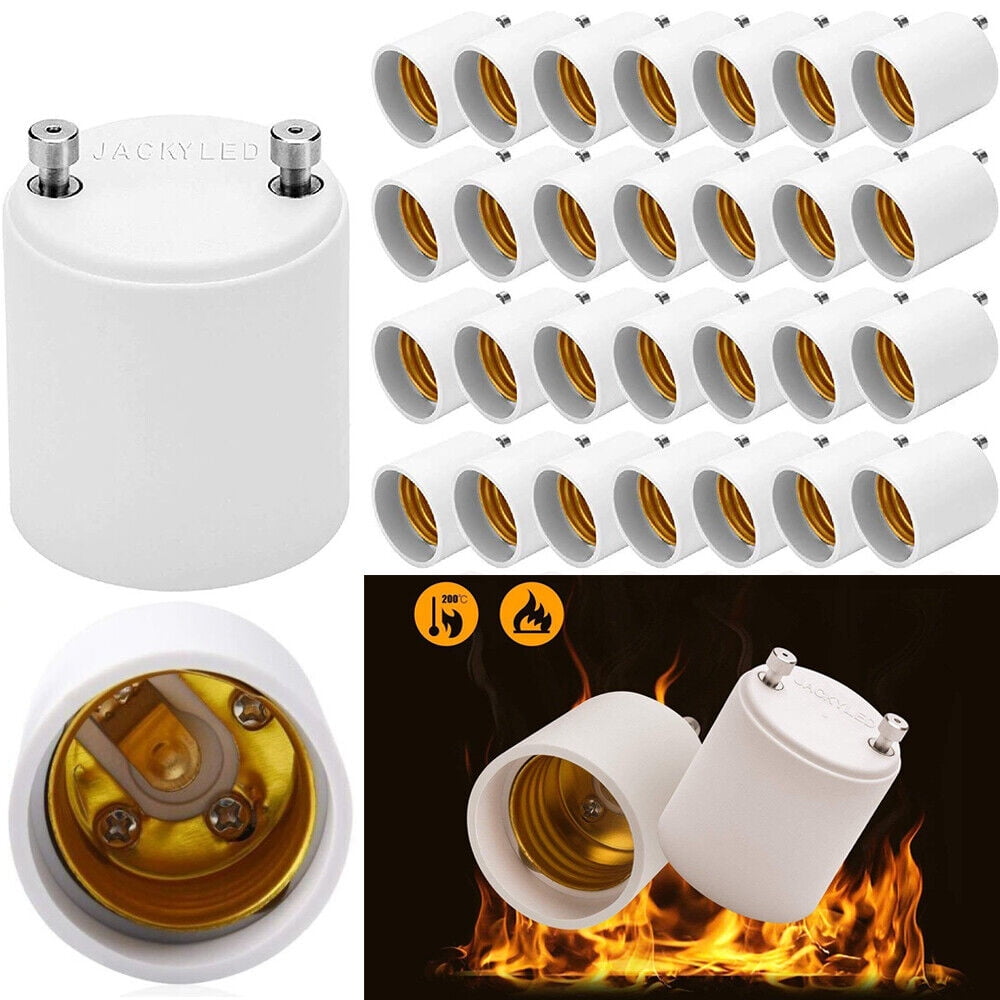 JACKYLED 50Pcs GU24 to E26 Adapter Heat Resistant Up to 392℉ Fire