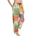 thumbnail image 2 of Naloa Succulent And Cactus Print Women’s Ultra-Soft Comfy Pajama Lounge Pants with Pockets & Drawstring, 2 of 8
