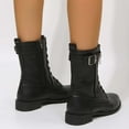 thumbnail image 5 of Wavsuf Hiking Boots for Women Wide Flat Round Toe Mid Calf with Fuzz Black Shoes Size 39, 5 of 6