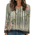 thumbnail image 3 of Craaazy Women's Fashion Printed Fall Tunics Long Sleeve Tops Cross V Neck Shirts Loose Casual Gifts Blouses with Decor Button, 3 of 7