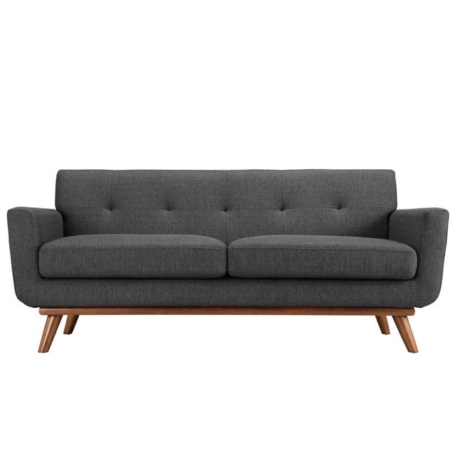 Modway Engage Causeuse Moderne Rembourrée en Tissu Capitonné, Gris