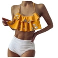 thumbnail image 2 of EGNMCR Tankini Swimsuits for Women Women's Fashion Ruffle Bikini High Waist Ruffle Bandage Swimsuit, 2 of 7