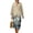 Beige and Blue - Crane, variant on Horse Print Imitation Linen Maxi Dresses for Women Casual Loose Dress V Neck 3/4 Sleeve Shift Dress Fashion Fall Clothes, 4XL