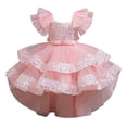 thumbnail image 1 of HXWCHs Robe Ceinturée Élégante Robe Formelle pour Filles avec Train Détachable Robe de Concours Fête Mariage Récital Rose Clair 5-6 Ans, 1 of 7