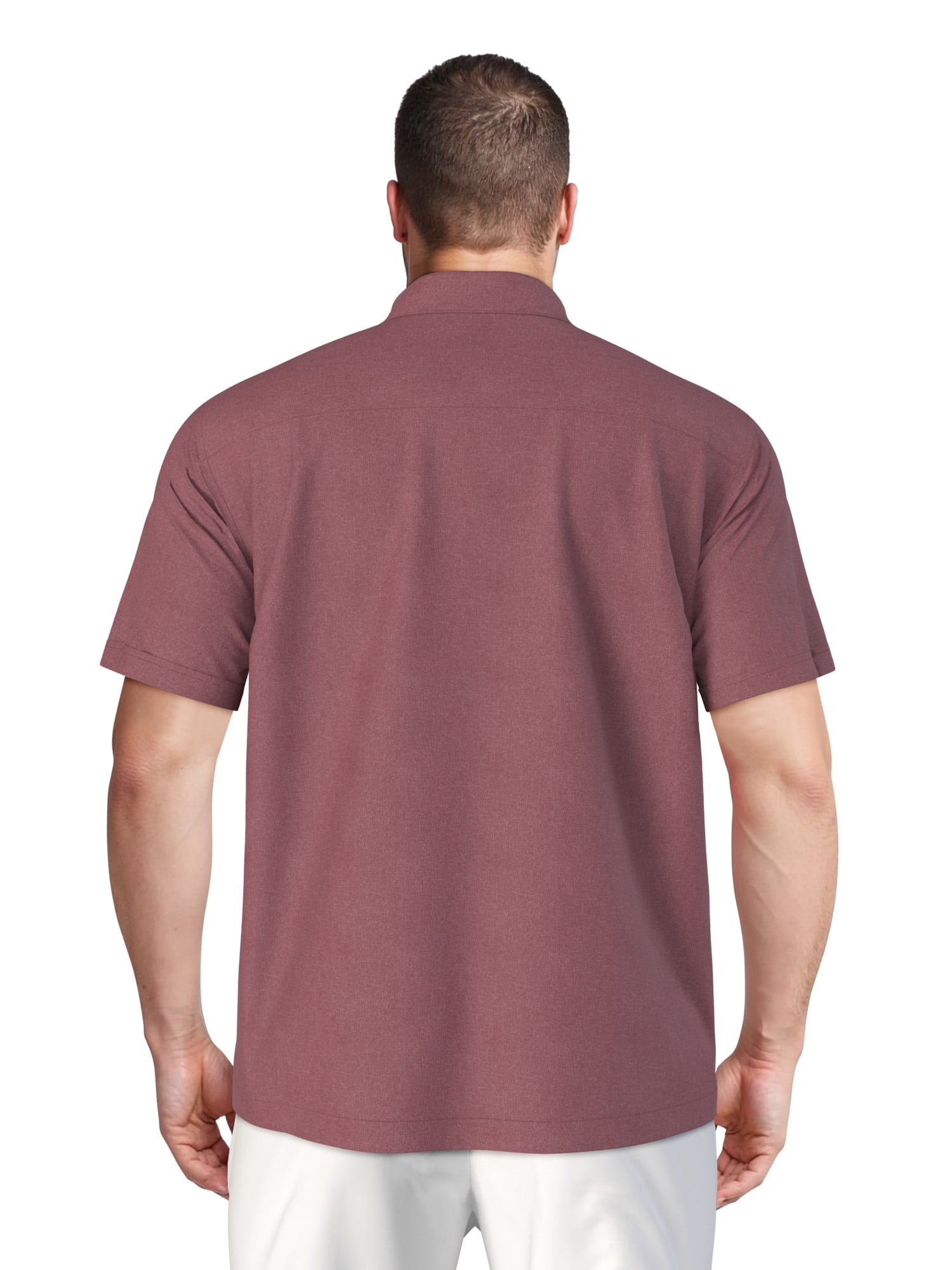 Cafe Luna Men's and Big Men's Printed Geo Panels Short Sleeve Chambray Woven Shirt, Size S-4XL