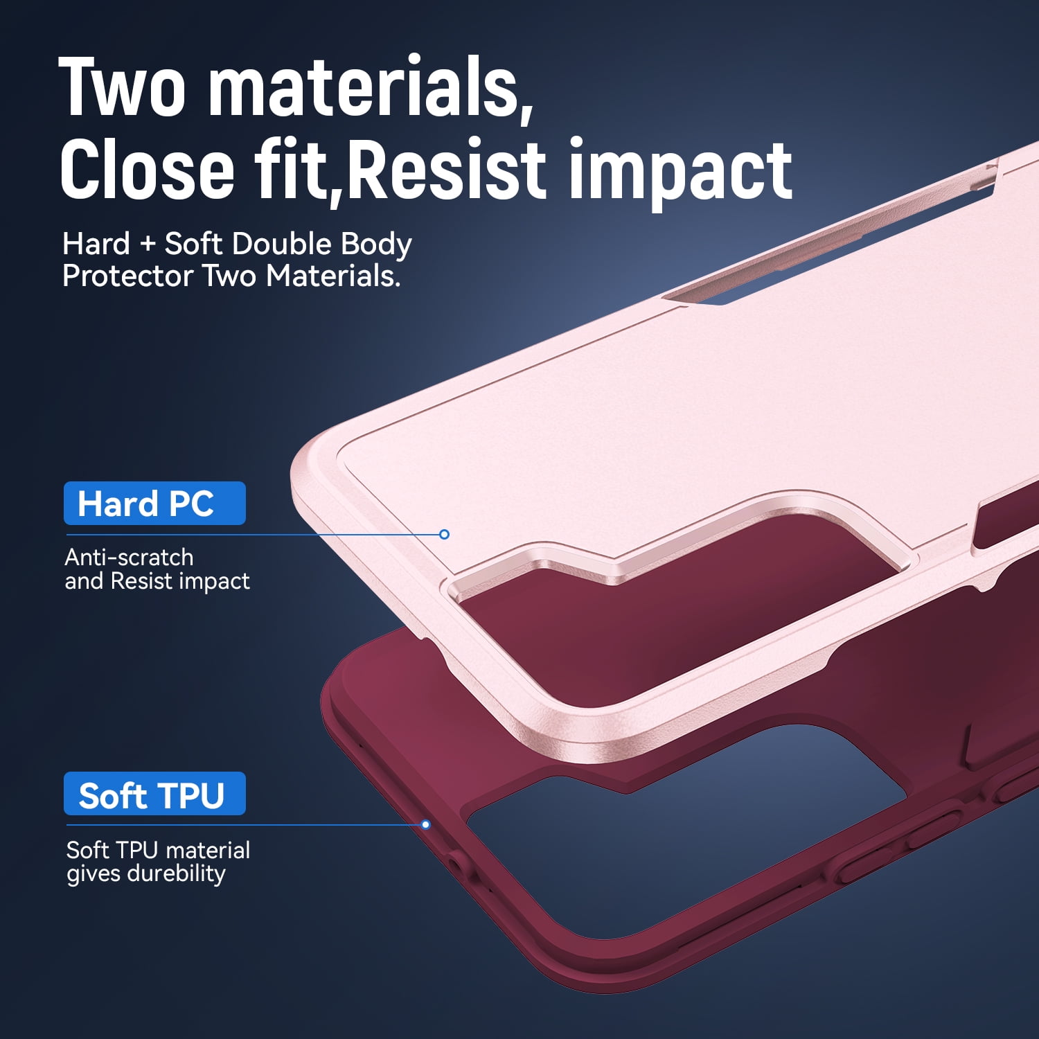 Galaxy S22 Case - TECH CIRCLE [Dual Layer Protection] Shockproof Protective Lightweight Case for Samsung Galaxy S22 (6.1-Inch) 2022 Release Phone, Pink+Rose