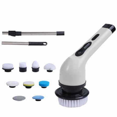 1set x Electric rotate Scrubber 9pcs x Replacement brush heads-As Shown