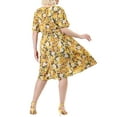 thumbnail image 3 of MODA NOVA Juniors' Plus V Neck Floral Print Flare Sleeve Casual Midi Dress, 3 of 8