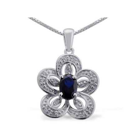 - 925 Sterling Silver Round Created White Sapphire Multi Gemstone Solitaire Pendant Necklace 18