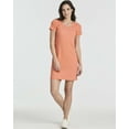 thumbnail image 6 of 3 Pack: Women's Ribbed Knit Short-Sleeve V-Neck Swing T-Shirt Casual Dress (Available In Plus), 6 of 6