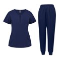 thumbnail image 3 of Multi-Pocket Scrub Set, Unisex Short Sleeve Uniform with Tool Pockets, Practical for Carrying Gear in Healthcare, Lab, or Dental Offices Navy M, 3 of 5