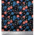 thumbnail image 1 of Soimoi Black Cotton Duck Fabric Leaves & Aster Floral Print Fabric by the Yard 42 Inch Wide, 1 of 1