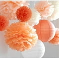 thumbnail image 2 of Life Glow 12Pcs Pom Poms of 10" 12" 14" Multi-Colors Tissue Paper Craft Pom Poms Kit Tissue Paper Flowers Wedding Decorations for Wedding, Birthday, Baby Shower, Nursery Decor-Orange, 2 of 3
