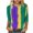AA-Purple, variant on Visit the JURANMO Store Womens Fashion Fall T Shirts Mardi Gras 3/4 Sleeve Round Neck Casual Tunic Tops Color Block Carnival Themed Party Parade Tee Shirt Purple M