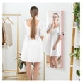 thumbnail image 3 of Mirrored Jewelry Armoire - Wall/Door Mount, Lockable Jewelry Cabinet with Full-Length Mirror, 2 Drawers & LED Lights - Light Pink, 3 of 9