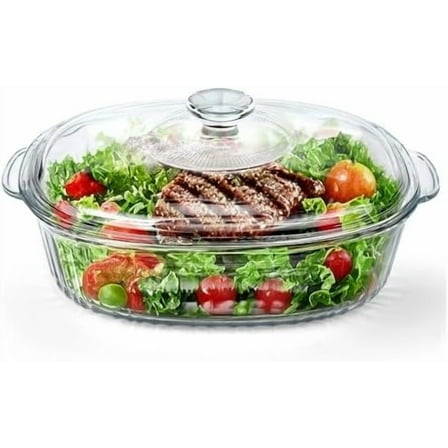 Reasim 2.8L/3Qt Glass Casserole Baking Dish with Lid, Large Oval Glass Casserole Dish with Lid,Mixing Bowl Food Container,Oven,Freezer&Microwave Safe,Clear Container$$Home Decor, Kitchen, & Other