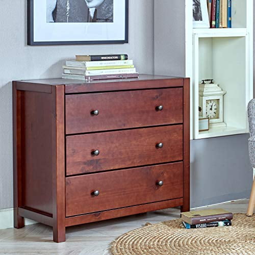 MUSEHOMEINC Rustic Wood 3 Drawer Dresser, Espresso Finish ...