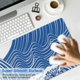 thumbnail image 4 of "Blue and White Japanese Wave Gaming Mouse Pad: Extra Large, Non-Slip Rubber Base, Stitched Edges, 31.5 x 11.8 Inch", 4 of 7