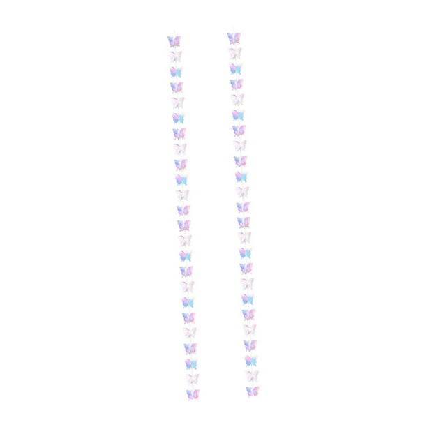 2 guirnaldas de mariposas de papel 3D colgantes de 248,9 cm de largo. Cada de fiesta sirve como cadena de banderines para decorar el techo