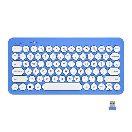 onn Mini Compact Wireless Office Keyboard USB Receiver, 78 Keys, Ultramarine