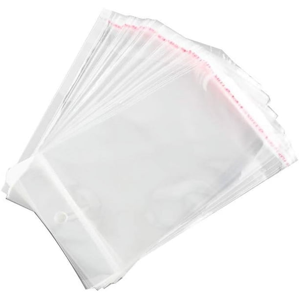 1000 bolsas de celofán OPP resellables rectangulares transparentes para regalo, para collares, pendientes y cadenas, 155 x 90 mm.