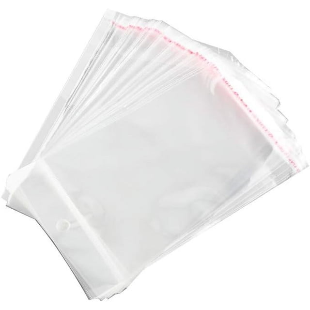 1000 bolsas de celofán OPP resellables rectangulares transparentes para regalo, para collares, pendientes y cadenas, 155 x 90 mm.