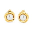 thumbnail image 3 of Bling Jewelry Womens Twist Braided Rope Clip-On Earrings with Simulated Pearl Silver Gold Plated, 3 of 5