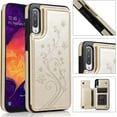 thumbnail image 2 of Phone Case for Samsung Galaxy A50 with Tempered Glass Screen Protector and Card Holder Wallet Cover Stand Flip Leather Cell Accessories Glaxay A 50 Gaxaly S50 50A SM A505G Cases Women Golden, 2 of 7