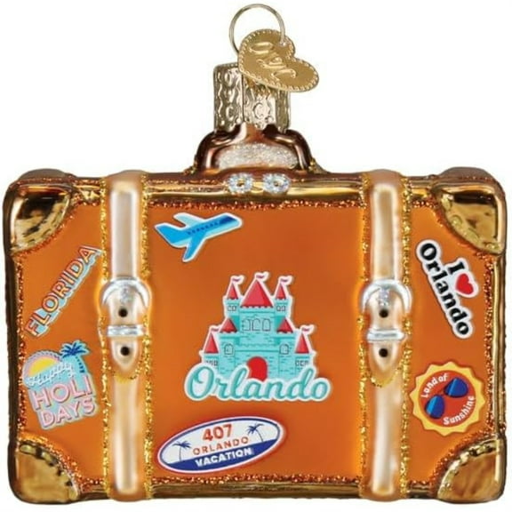 Old World Christmas Blown Glass Ornament for Christmas Tree, Orlando Suitcase (with OWC Gift Box)