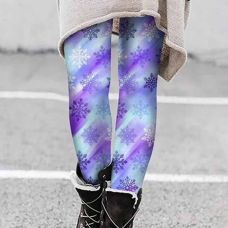 Virmaxy Women's Ugly Christmas Warm Pants Snowflake Printed