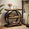 thumbnail image 5 of Tribesigns 3-Tier Narrow End Table with Black Metal Frames, Industrial Wood Side Table for Living Room, Slim Nightstand for Bedroom, Oak, 5 of 9