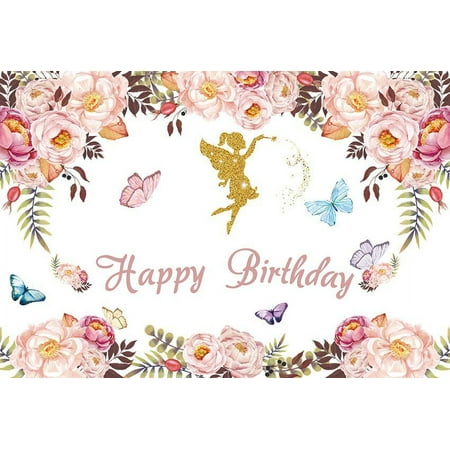 Image of Mehofond Photography Background Colorful Flower Golden Glitter Fairy Butterfly Birthday Party Photophone Photo Backdrops