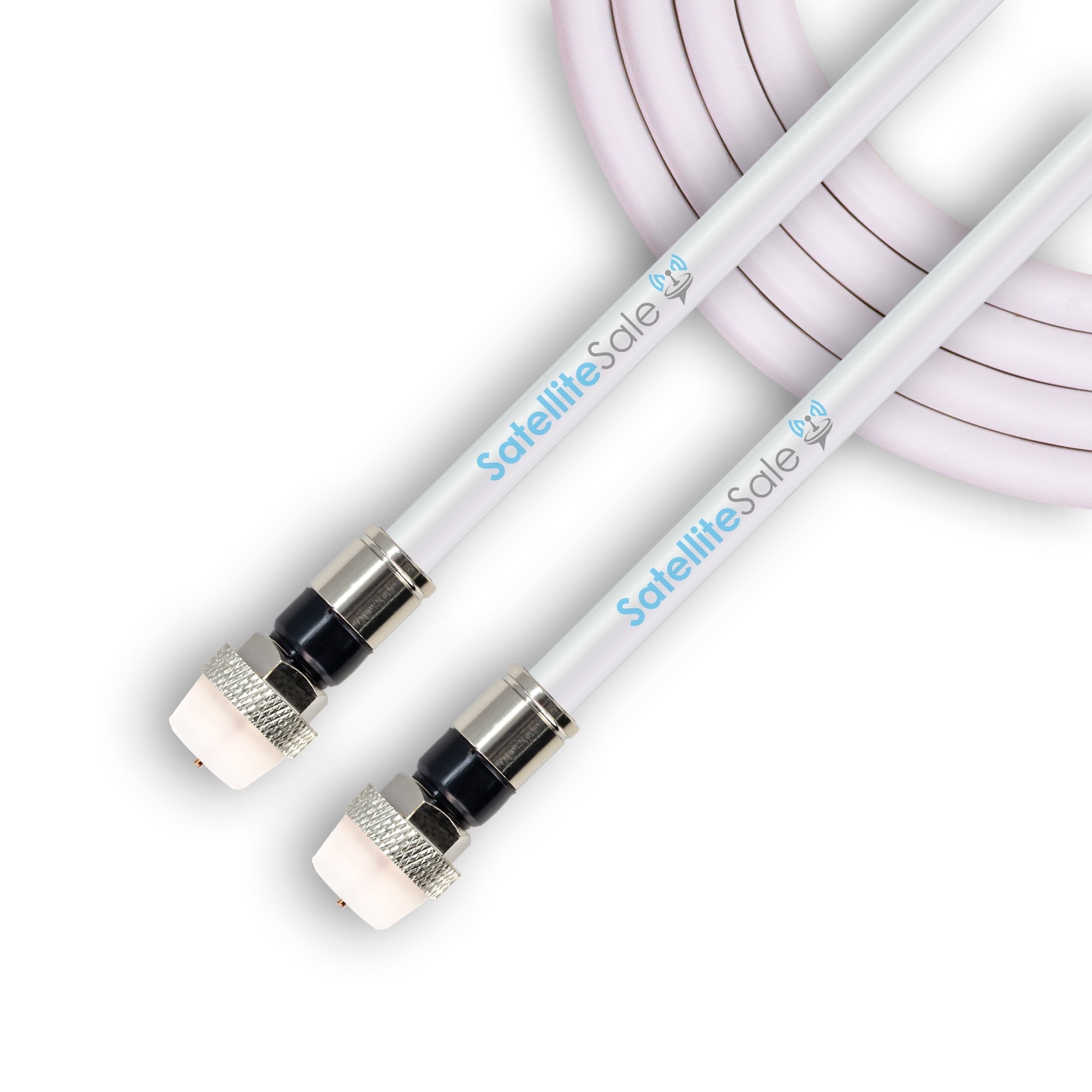 SatelliteSale Digital RG-6/U 75 Ohm Coaxial Cable with F-Type Male Waterproof Connectors Indoor/Outdoor Universal Wire White Cord 200 feet