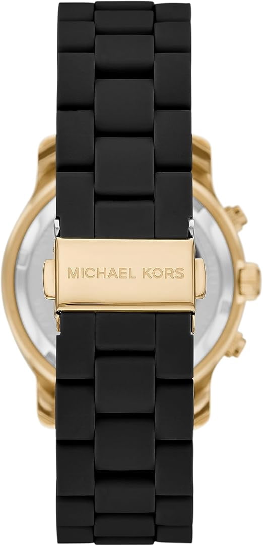 Michael Kors Runway Chronograph Black Silicone Ladies Watch