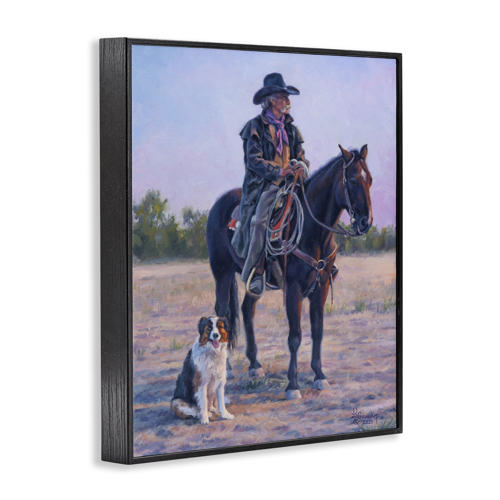 Stupell Industries Old Timers Cowboy Animals & Insects Painting Black Framed Art Print Wall Art, 11 x 14