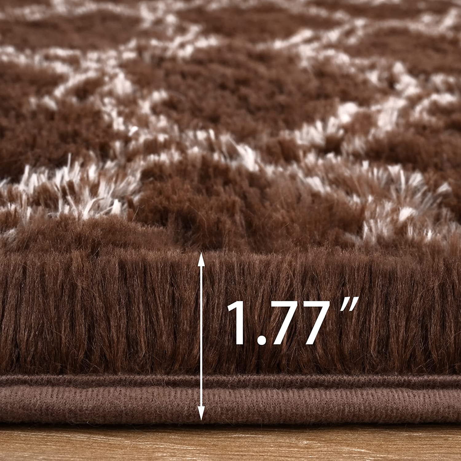 Junovo Ultra Soft Soft Area Rugs Fluffy Modern Geometric Rugs,Shaggy Floor Carpets For Living Room Bedroom Nursery Room 5'x8',Brown/Beige