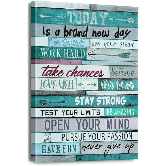 Waykingo Teal Motivational Mural 12” x 16” Framed Canvas Art Prints