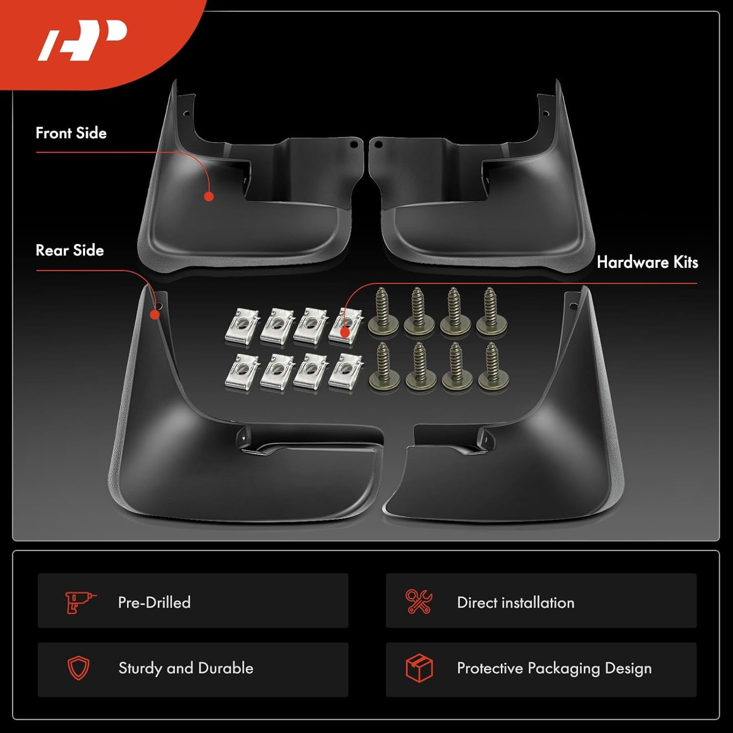 A-Premium Splash Guard Mud Flaps Fenders Replacement for Toyota Sienna 2004-2010 without Running Boards 4-PC Set