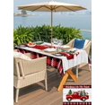 thumbnail image 4 of Outdoor Tablecloth with Umbrella Hole and Zipper, Christmas Truck Rectangle Table Cloth 60x102 Inch Waterproof Tablecloth, Xmas Tree Red Plaid Snowflake Vintage Picnic Table Cover for Patio Camping, 4 of 7