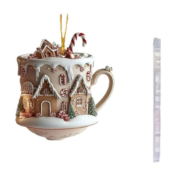 Christmas Hanging Decor for Christmas Tree,3.15 Inch Acrylic Coffee House Cup Shape Hanging Ornament,Coffee Cup Pendent for Car,Christmas Clearance Sales