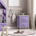 thumbnail image 6 of Nightstand with 2 Drawers - Kids Bedside Furniture End Table Night Stand - Steel Frame, Wood Top & Easy Pull Fabric Bins - Dresser & Chest for Home, Bedroom Accessories, Office & College Dorm Purple, 6 of 15