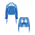 thumbnail image 4 of TSSOE Girls 90s Theme Concert Rave Disco Hip Hop Dance Outfit Cowgirl Shiny Metallic Fringe Jacket with Shorts Set Blue 12, 4 of 5