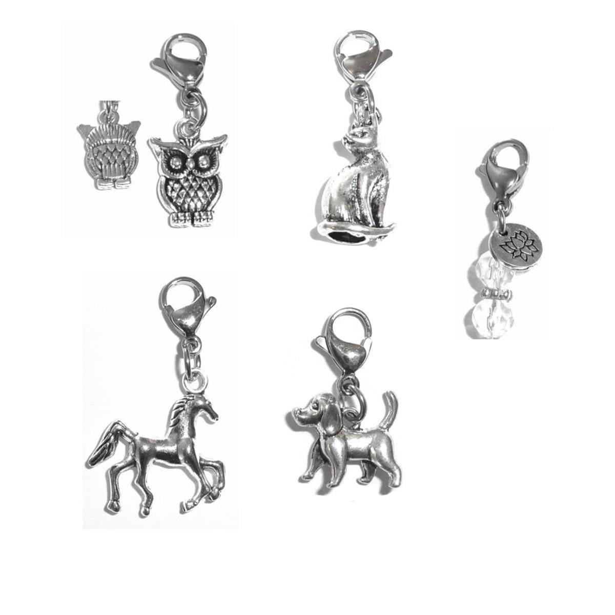 Keyzone 100 Pieces Silver Mixed Animals Styles Charms Pendants DIY for Necklace Bracelet Jewelry Making 