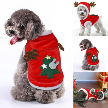 Fashion Pet Christmas Outfits Warm Furry Puppy Clothes Xmas Costume for Dogs