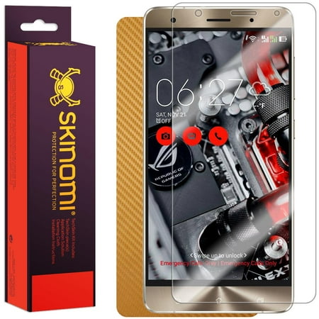 - Skinomi TechSkin Gold Carbon Fiber & Screen Protector for Asus Zenfone 3 Deluxe