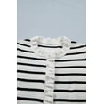 thumbnail image 6 of Women's Beige Striped Knit Cardigan – Ruffle Trim Button Down Short Sleeve Top, XL, 6 of 11