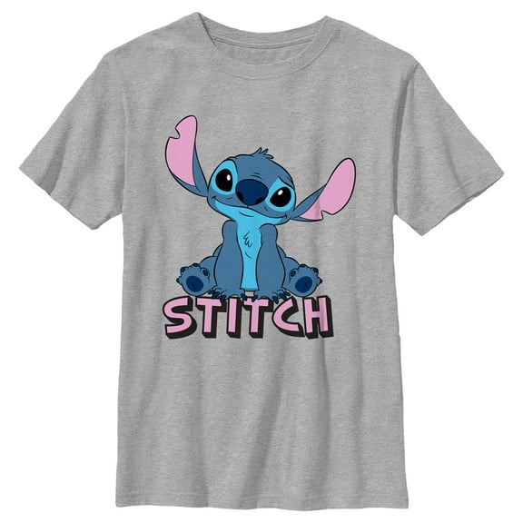 Boy's Lilo & Stitch Sitting Cute Stitch Graphic Tee Athletic Heather Medium