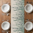 thumbnail image 4 of Table Runner 72 Inches Long for Kitchen Dining, Teal Green Eucalyptus Leaves Dresser Scarf Farmhouse, Dining Table Decorations for Wedding/Parties, Spring Plants Country Beige 13 x 72 In, 4 of 8